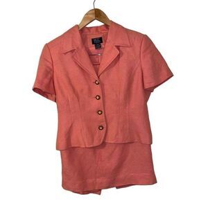 Morgan Taylor Studio M.T.‎ Vintage peach linen blend lined skirt suit